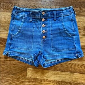 American Eagle Outfitters Super Hi-Rise Shortie Blue High Waist Denim Shorts